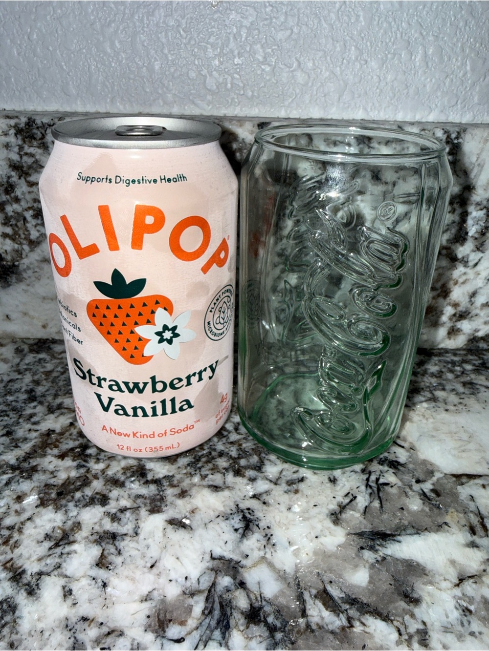 Coca-Cola glass soda can shaped glass with embossed spiral design